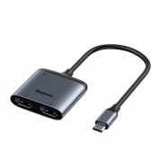 Baseus Enjoyment USB-C to Dual HDMI Adapter - USB-C адаптер за свързване от USB-C към два HDMI порта (тъмносив)