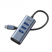Baseus Enjoyment USB-C Hub CAHUB-M0G - USB-C хъб с три USB порта и RJ-45 Gigabit Ethernet порт за мобилни устройства с USB-C (тъмносив) 1