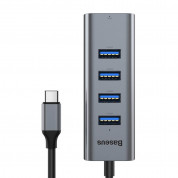 Baseus Enjoyment USB-C Hub CAHUB-N0G - USB-C хъб с четири USB порта и HDMI порт за мобилни устройства с USB-C (тъмносив) 1