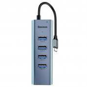 Baseus Enjoyment USB-C Hub CAHUB-Q0G - USB-C хъб с четири USB порта и USB-C PD порт за мобилни устройства с USB-C (тъмносив) 1