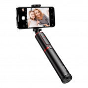 Baseus Fully Folding Bluetooth Tripod Selfie Stick - разтегаем безжичен селфи стик и трипод за мобилни телефони (черен-червен)