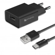 4smarts Basic Wall Charger Set 2.4A 12W - захранване за ел. мрежа 2.4A с USB изход и USB-C кабел (черен)