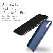 Mujjo Full Leather Case - кожен (естествена кожа) кейс за iPhone 11 Pro (син) 5