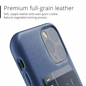 Mujjo Leather Wallet Case - кожен (естествена кожа) кейс с джоб за кредитна карта за iPhone 11 Pro (син) 2