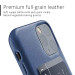 Mujjo Leather Wallet Case - кожен (естествена кожа) кейс с джоб за кредитна карта за iPhone 11 Pro (син) 3