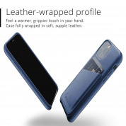 Mujjo Leather Wallet Case - кожен (естествена кожа) кейс с джоб за кредитна карта за iPhone 11 Pro (син) 4