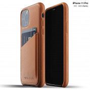 Mujjo Leather Wallet Case - кожен (естествена кожа) кейс с джоб за кредитна карта за iPhone 11 Pro (кафяв)