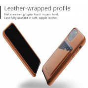 Mujjo Leather Wallet Case - кожен (естествена кожа) кейс с джоб за кредитна карта за iPhone 11 Pro (кафяв) 2