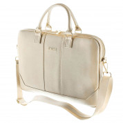 Guess Saffiano Laptop Bag - луксозна дизайнерска чанта с дръжки и презрамка за преносими компютри до 15 инча (златиста)