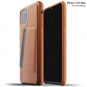 Mujjo Leather Wallet Case - кожен (естествена кожа) кейс с джоб за кредитна карта за iPhone 11 Pro Max (кафяв)