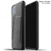 Mujjo Leather Wallet Case - кожен (естествена кожа) кейс с джоб за кредитна карта за iPhone 11 Pro Max (черен)