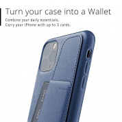 Mujjo Leather Wallet Case - кожен (естествена кожа) кейс с джоб за кредитна карта за iPhone 11 Pro Max (син) 1