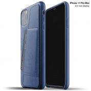 Mujjo Leather Wallet Case - кожен (естествена кожа) кейс с джоб за кредитна карта за iPhone 11 Pro Max (син)