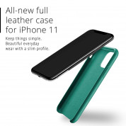 Mujjo Full Leather Case - кожен (естествена кожа) кейс за iPhone 11 (зелен) 5
