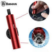 Baseus Sharp Tool Safety Hammer (CRSFH-09)- инструмент за разбиване на стъкло и срязване на колан при извънредни ситуации (червен)