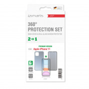 4smarts 360° Premium Protection Set - тънък силиконов кейс и стъклено защитно покритие с извити ръбове за дисплея на iPhone 11 (прозрачен) 1