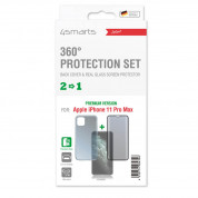 4smarts 360° Premium Protection Set - тънък силиконов кейс и стъклено защитно покритие с извити ръбове за дисплея на iPhone 11 Pro Max (черен) 1
