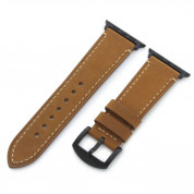 Torrii Leather Band - кожена каишка за Apple Watch 38мм, 40мм, 41мм (кафява с кафеви шевове)