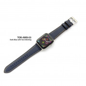 Torrii Leather Band - кожена каишка за Apple Watch 38мм, 40мм, 41мм (тъмносиня с кафеви шевове) 2