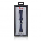 Torrii Leather Band for Apple Watch 38mm, 40mm, 41mm (dark blue with tan stitching) 1