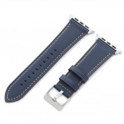 Torrii Leather Band for Apple Watch 38mm, 40mm, 41mm (dark blue with tan stitching)