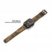 Torrii Leather Band - кожена каишка за Apple Watch 38мм, 40мм, 41мм (тъмнокафява с кафеви шевове) 2