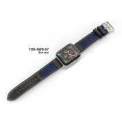 Torrii Leather Band - кожена каишка за Apple Watch 38мм, 40мм, 41мм (тъмносиня дънкова материя с черна кожа) 2