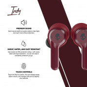 Skullcandy Indy True Wireless in-Ear TWS Earbud - безжични Bluetooth слушалки с микрофон (тъмночервен)   2