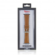 Torrii Leather Band for Apple Watch 42mm, 44mm, 45mm (brown with white stitching) 2