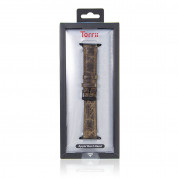 Torrii Leather Band - кожена каишка за Apple Watch 42мм, 44мм, 45мм (тъмнокафява с кафеви шевове) 1