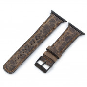Torrii Leather Band for Apple Watch 42mm, 44mm, 45mm (dark brown with orange stitching)