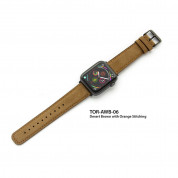 Torrii Leather Band for Apple Watch 42mm, 44 mm (desert brown with orange stitching) 2