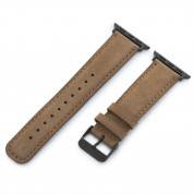 Torrii Leather Band - кожена каишка за Apple Watch 42мм, 44мм (кафява с кафеви шевове)