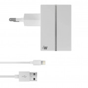 Just Wireless USB AC Charger - захранване за ел. мрежа с USB изход 2.4A и Lightning кабел за iPhone, iPad и устройства с Lightning порт (бял)