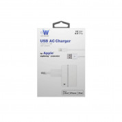 Just Wireless USB AC Charger - захранване за ел. мрежа с USB изход 2.4A и Lightning кабел за iPhone, iPad и устройства с Lightning порт (бял) 2