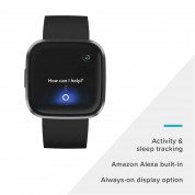 Fitbit Versa 2 (NFC) - умен фитнес часовник с известия и следене на дневната и нощна активност на организма за iOS и Android (черен) 3
