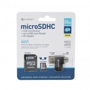 Platinet 4in1 32GB USB Flash Drive + Micro SD card + micro USB OTG Reader - micro USB четец за microSD карти и памет карта със SD адаптер (клас 10)