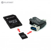 Platinet 4in1 32GB USB Flash Drive + Micro SD card + micro USB OTG Reader - micro USB четец за microSD карти и памет карта със SD адаптер (клас 10) 1