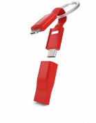 Vonmahlen High Five ABS 5in1 Charging Cable - универсален захранващ USB кабел с Lightning, USB-C и microUSB конектори (10 см) (червен) 1
