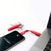 Vonmahlen High Five ABS 5in1 Charging Cable - универсален захранващ USB кабел с Lightning, USB-C и microUSB конектори (10 см) (червен) 2