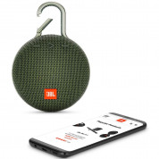 JBL Clip 3 - водоустойчив безжичен портативен спийкър (с карабинер) с микрофон за мобилни устройства (тъмнозелен)  4