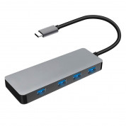Platinet Multimedia Adapter USB-C to USB 3.0 4-Port - 4-портов USB-C хъб за компютри и лаптопи с USB-C порт (тъмносив)