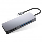 Platinet Multimedia Adapter USB-C Card Reader - четец за microSD, SD и CF карти памет за мобилни устройства с USB-C порт (тъмносив)