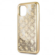 Guess Peony Liquid Glitter Case - дизайнерски кейс с висока защита за iPhone 11 (златист) 2