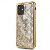 Guess Peony Liquid Glitter Case - дизайнерски кейс с висока защита за iPhone 11 (златист) 1