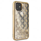 Guess Peony Liquid Glitter Case - дизайнерски кейс с висока защита за iPhone 11 (златист) 4