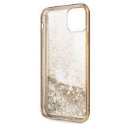 Guess Peony Liquid Glitter Case - дизайнерски кейс с висока защита за iPhone 11 (златист) 3