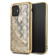 Guess Peony Liquid Glitter Case - дизайнерски кейс с висока защита за iPhone 11 (златист)