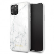 Guess Marble Hard Case - дизайнерски кейс с висока защита за iPhone 11 Pro (бял)