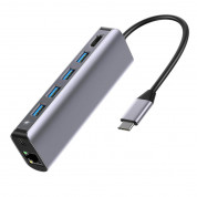 Platinet USB-C 4K Multimedia Adapter 7in1 - USB-C хъб за свързване на допълнителна периферия за устройства с USB-C порт (тъмносив)
